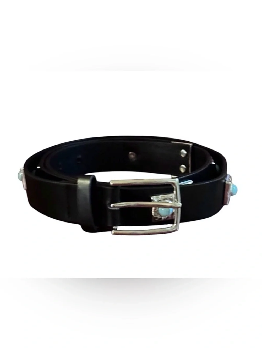 Rachel Zoe Turquoise/Silver Studded Concho Western Faux Leather Belt Sz L/XL NEW
